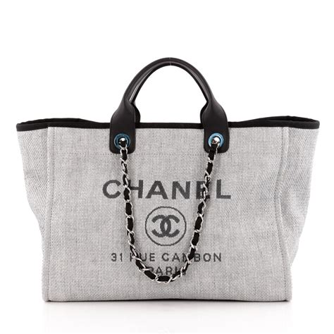 chanel fabric chain tote|chanel large shopping tote price.